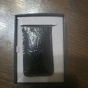 Elegant Black Leather Money Clip